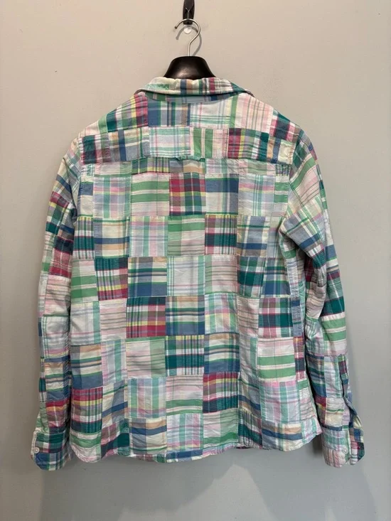 Brooks Brothers Plaid Button Down Shirt Pastel Green Blue Pink Madras Medium - Picture 8 of 14